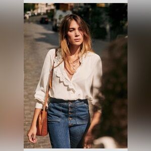 Sézane Cho Silk Shirt Size 36